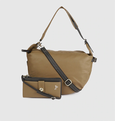 Beige Solid AUPLIN Sling Bag with Wallet